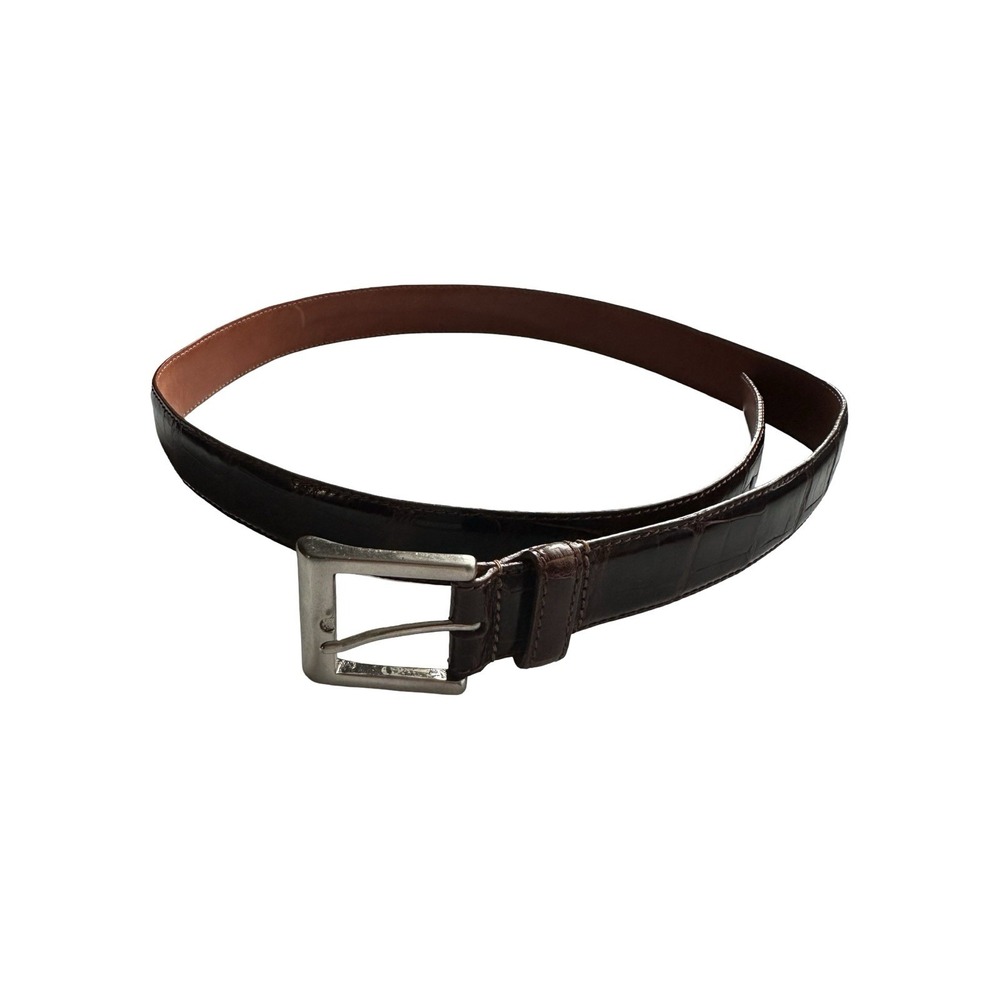 Bespoke Brown American Alligator Belt 1.25 Inch Solid Brass Buckle Made in Italy